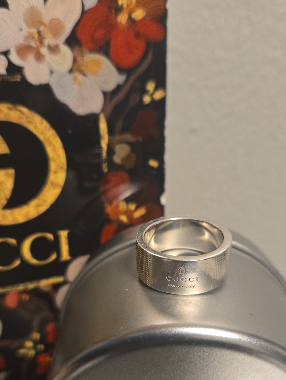 Gucci Silver 925 Textured Band Ring